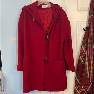 Mackintosh Women's Vibrant Red Wool Hooded Pea Coat